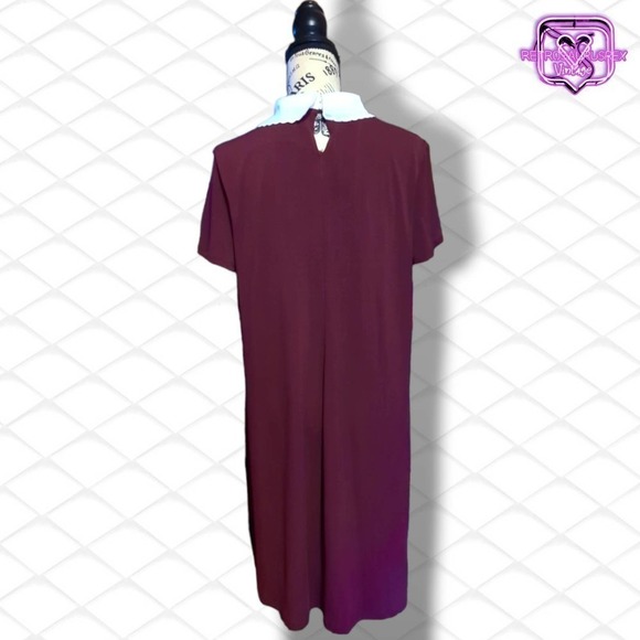 ELLE Wednesday Addams Collared Jersey Stretch Shift Dress - Picture 3 of 10